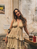 Bej cotton elbise
